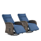 Pocassy 2PCS Versatile Outdoor Recliner Chair Blue Cushion