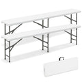 Gymax 2PCS 6 ft Plastic Folding Bench w/ 1320 LBS Capacity Handle &