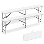 Gymax 2PCS 6 ft Plastic Folding Bench w/ 1320 LBS Capacity Handle &
