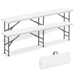 Gymax 2PCS 6 ft Plastic Folding Bench w/ 1320 LBS Capacity Handle &