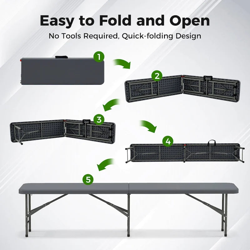 Gymax 2PCS 6 ft Plastic Folding Bench w/ 1320 LBS Capacity Handle &