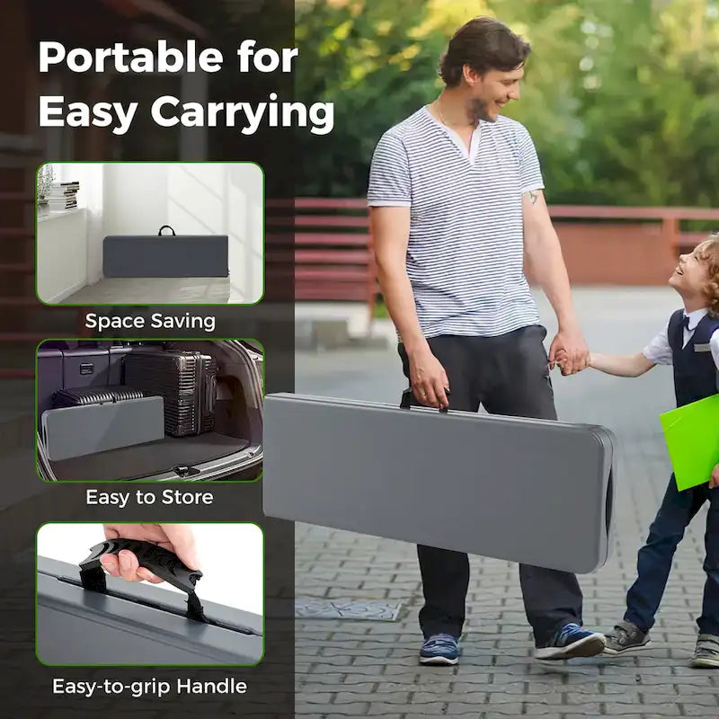 Gymax 2PCS 6 ft Plastic Folding Bench w/ 1320 LBS Capacity Handle &