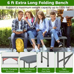 Gymax 2PCS 6 ft Plastic Folding Bench w/ 1320 LBS Capacity Handle &