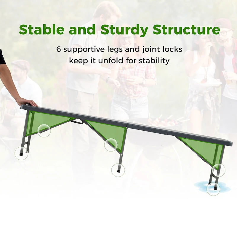 Gymax 2PCS 6 ft Plastic Folding Bench w/ 1320 LBS Capacity Handle &