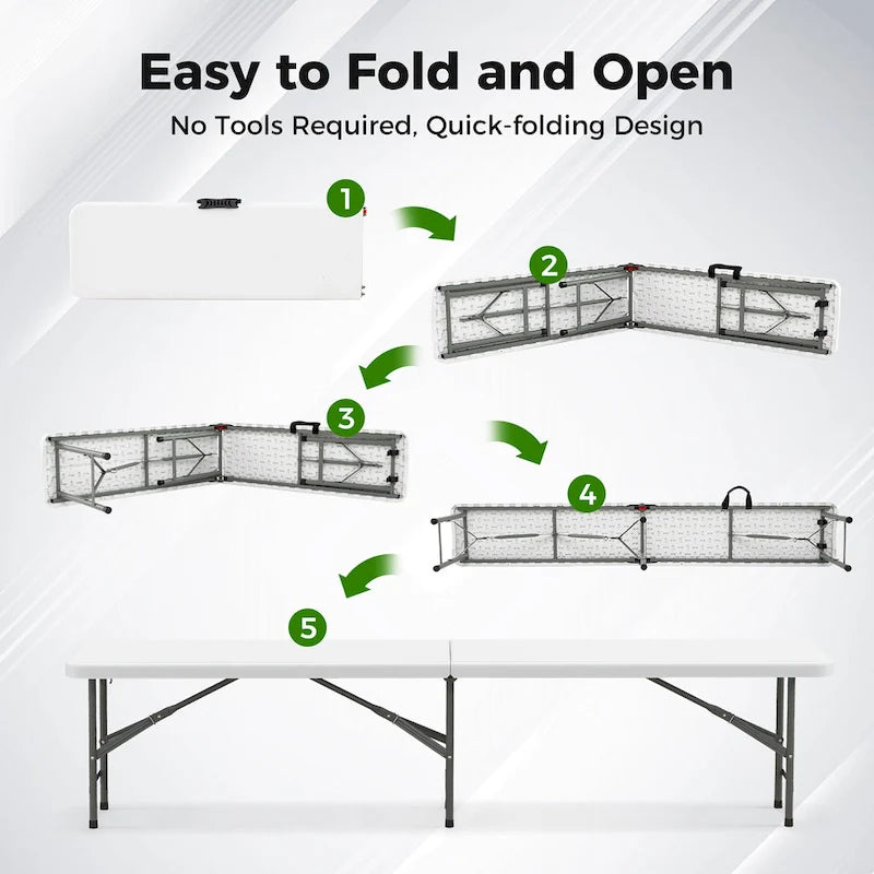 Gymax 2PCS 6 ft Plastic Folding Bench w/ 1320 LBS Capacity Handle &