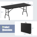 Gymax 6 ft Portable Folding Table w/HDPE Tabletop Safe Lock Mechanism