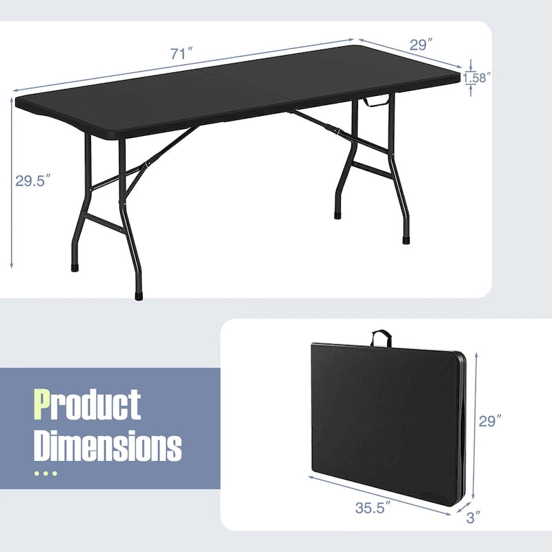 Gymax 6 ft Portable Folding Table w/HDPE Tabletop Safe Lock Mechanism