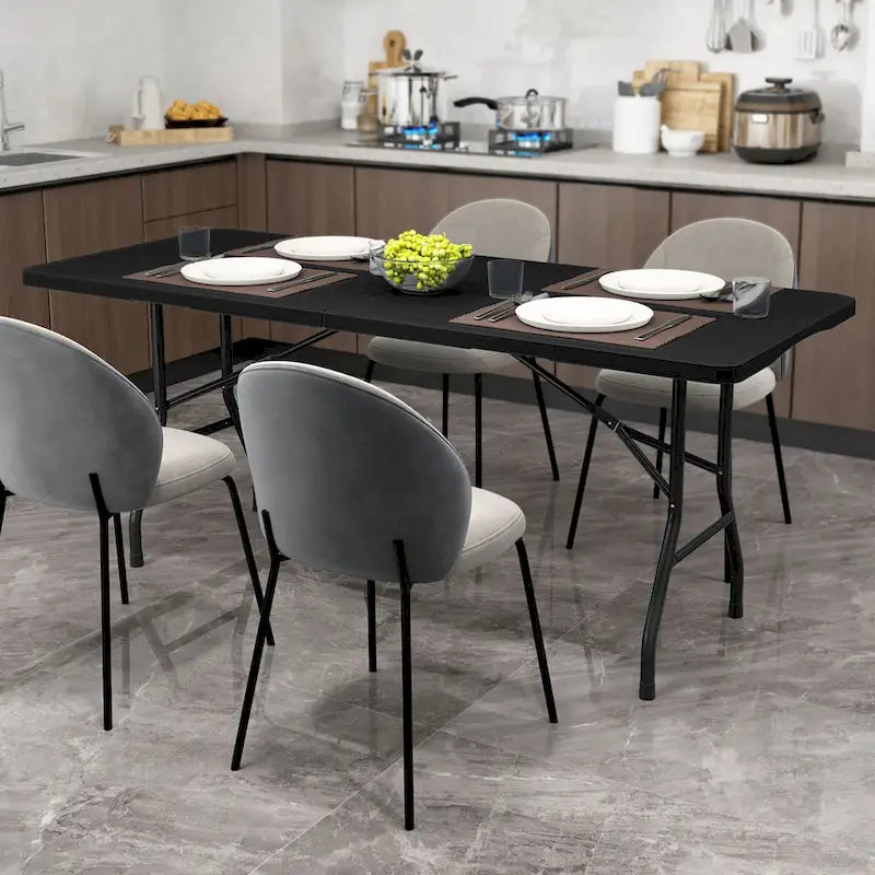Gymax 6 ft Portable Folding Table w/HDPE Tabletop Safe Lock Mechanism