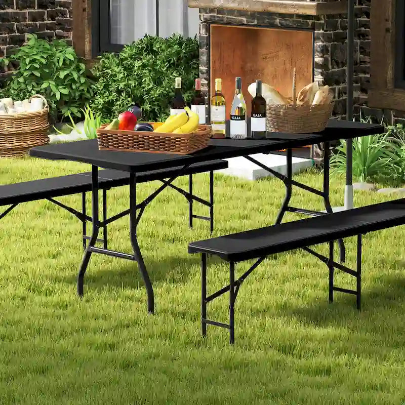 Gymax 6 ft Portable Folding Table w/HDPE Tabletop Safe Lock Mechanism