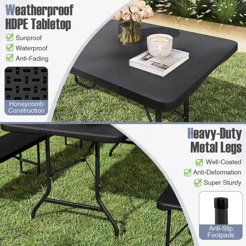 Gymax 6 ft Portable Folding Table w/HDPE Tabletop Safe Lock Mechanism