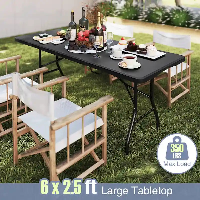 Gymax 6 ft Portable Folding Table w/HDPE Tabletop Safe Lock Mechanism
