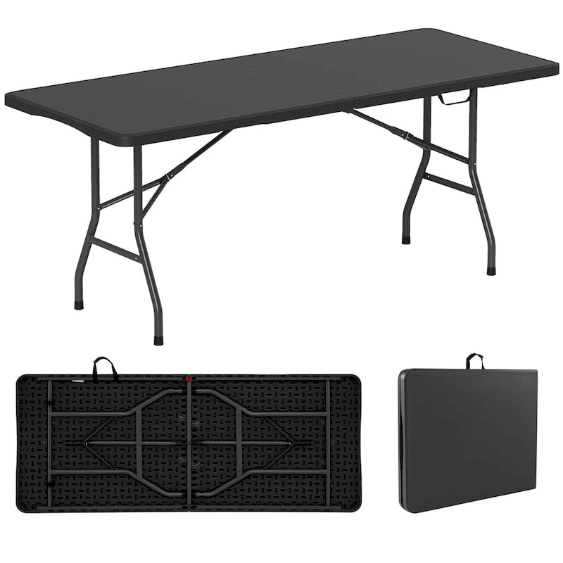 Gymax 6 ft Portable Folding Table w/HDPE Tabletop Safe Lock Mechanism