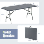 Gymax 6 ft Portable Folding Table w/HDPE Tabletop Safe Lock Mechanism