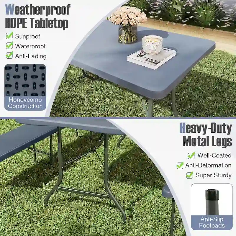 Gymax 6 ft Portable Folding Table w/HDPE Tabletop Safe Lock Mechanism