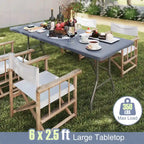 Gymax 6 ft Portable Folding Table w/HDPE Tabletop Safe Lock Mechanism