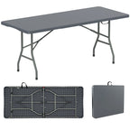 Gymax 6 ft Portable Folding Table w/HDPE Tabletop Safe Lock Mechanism