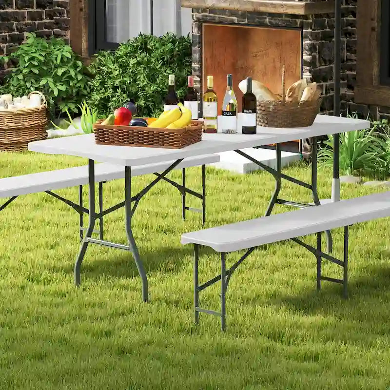 Gymax 6 ft Portable Folding Table w/HDPE Tabletop Safe Lock Mechanism