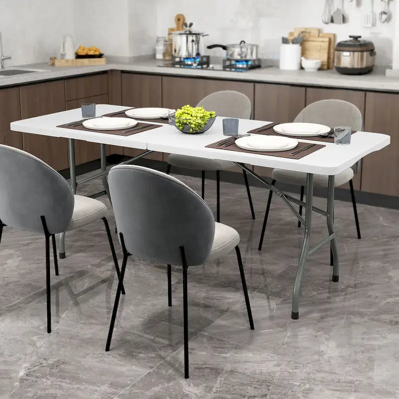 Gymax 6 ft Portable Folding Table w/HDPE Tabletop Safe Lock Mechanism