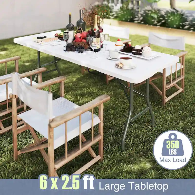 Gymax 6 ft Portable Folding Table w/HDPE Tabletop Safe Lock Mechanism
