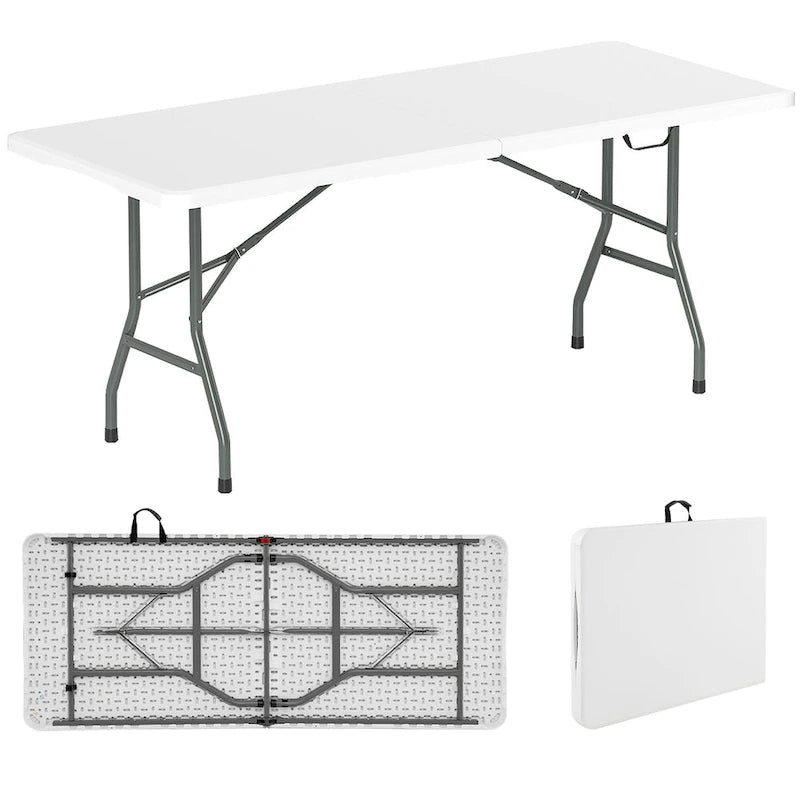 Gymax 6 ft Portable Folding Table w/HDPE Tabletop Safe Lock Mechanism