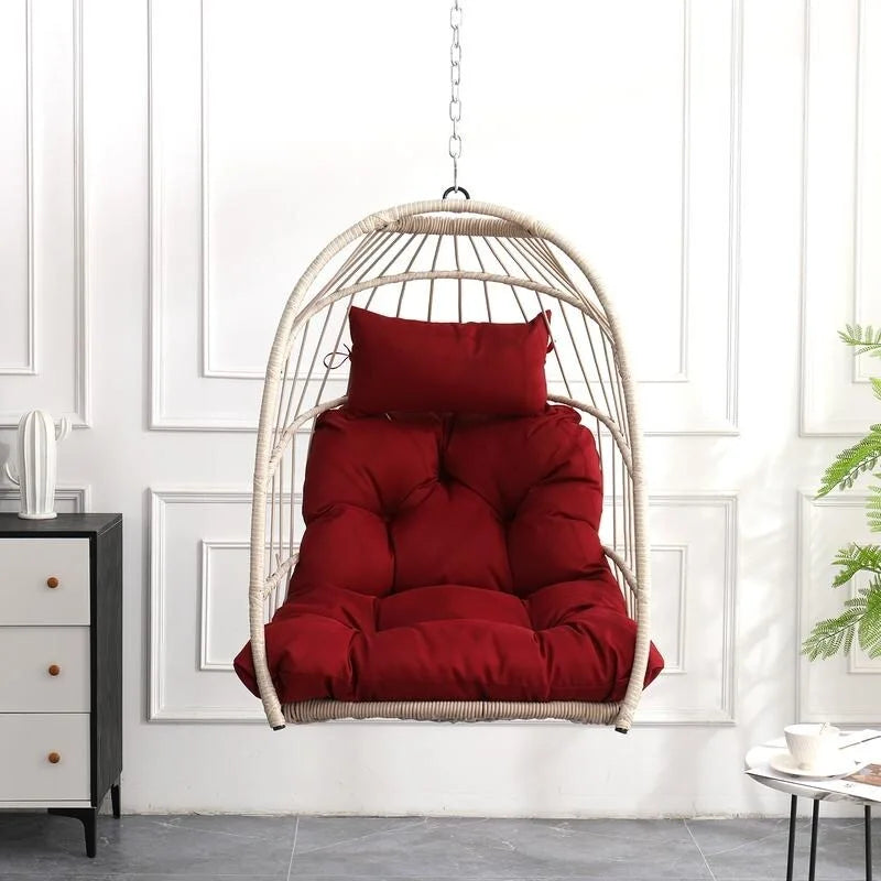 Rattan Egg Swing Chair  PE Wicker Hanging Chair For Garden, Patio & Outdoor Relaxation - 28.34in. W X40.50in.DX22.00in. H