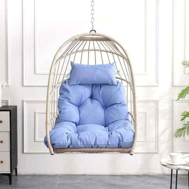 Rattan Egg Swing Chair  PE Wicker Hanging Chair For Garden, Patio & Outdoor Relaxation - 28.34in. W X40.50in.DX22.00in. H