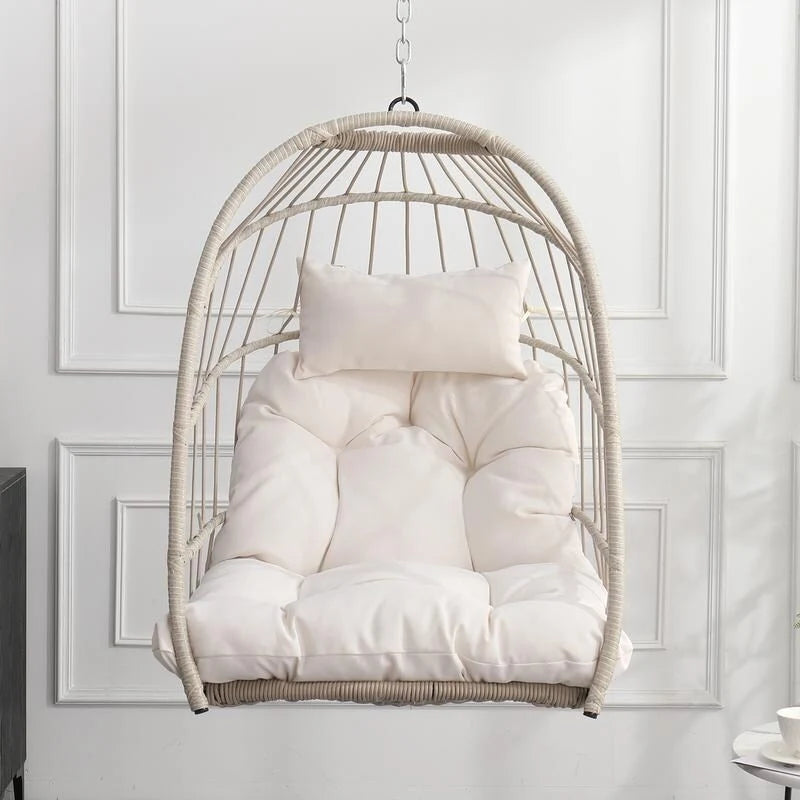 Rattan Egg Swing Chair  PE Wicker Hanging Chair For Garden, Patio & Outdoor Relaxation - 28.34in. W X40.50in.DX22.00in. H