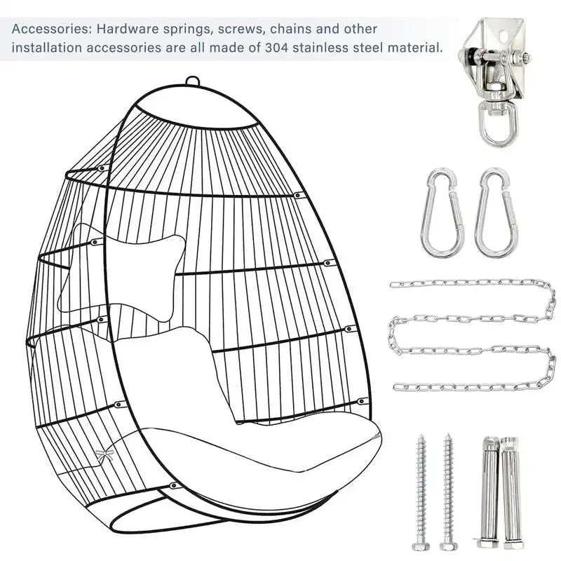 Rattan Egg Swing Chair  PE Wicker Hanging Chair For Garden, Patio & Outdoor Relaxation - 28.34in. W X40.50in.DX22.00in. H
