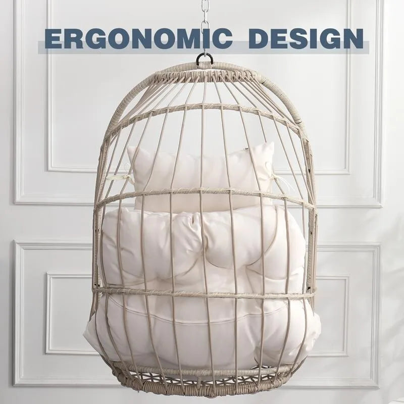 Rattan Egg Swing Chair  PE Wicker Hanging Chair For Garden, Patio & Outdoor Relaxation - 28.34in. W X40.50in.DX22.00in. H