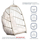 Rattan Egg Swing Chair  PE Wicker Hanging Chair For Garden, Patio & Outdoor Relaxation - 28.34in. W X40.50in.DX22.00in. H