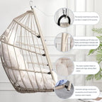 Rattan Egg Swing Chair  PE Wicker Hanging Chair For Garden, Patio & Outdoor Relaxation - 28.34in. W X40.50in.DX22.00in. H