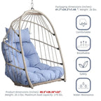 Rattan Egg Swing Chair  PE Wicker Hanging Chair For Garden, Patio & Outdoor Relaxation - 28.34in. W X40.50in.DX22.00in. H
