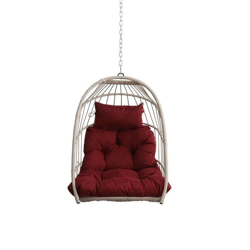 Rattan Egg Swing Chair  PE Wicker Hanging Chair For Garden, Patio & Outdoor Relaxation - 28.34in. W X40.50in.DX22.00in. H