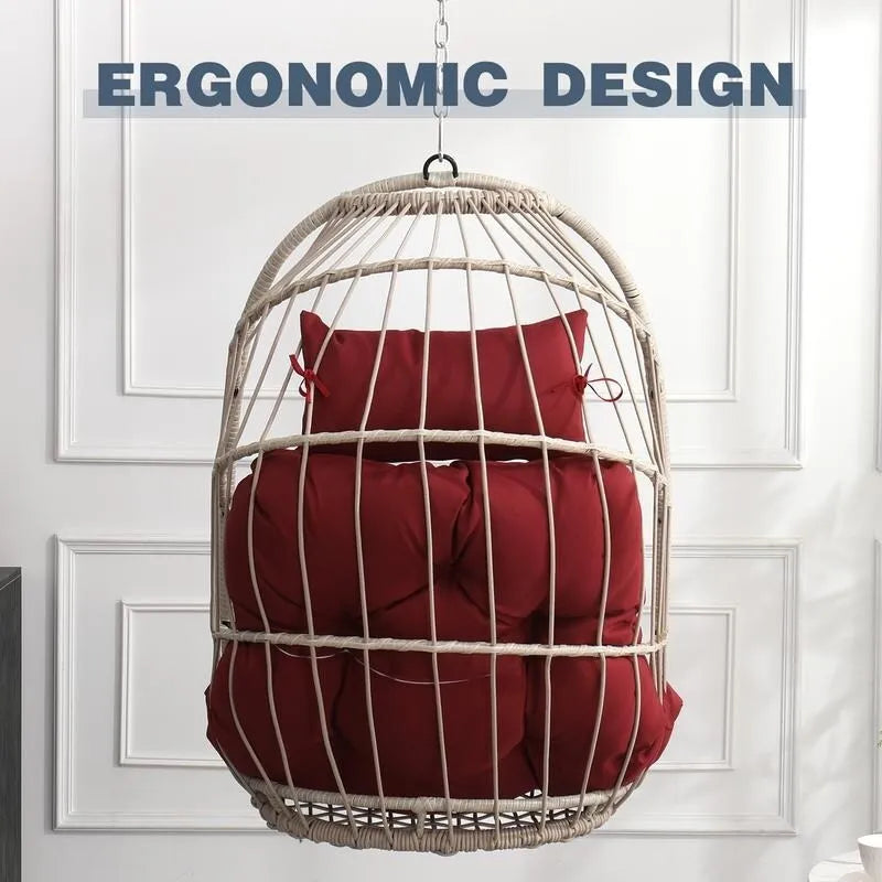 Rattan Egg Swing Chair  PE Wicker Hanging Chair For Garden, Patio & Outdoor Relaxation - 28.34in. W X40.50in.DX22.00in. H