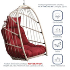 Rattan Egg Swing Chair  PE Wicker Hanging Chair For Garden, Patio & Outdoor Relaxation - 28.34in. W X40.50in.DX22.00in. H