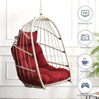Rattan Egg Swing Chair  PE Wicker Hanging Chair For Garden, Patio & Outdoor Relaxation - 28.34in. W X40.50in.DX22.00in. H
