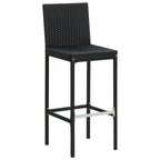 Nyra Garden Barstool Chair Set of 4, White Cushions, Black Rattan