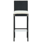 Nyra Garden Barstool Chair Set of 4, White Cushions, Black Rattan