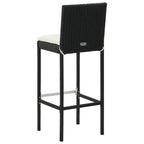 Nyra Garden Barstool Chair Set of 4, White Cushions, Black Rattan