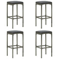 Vian Outdoor Barstool Set of 2, Gray Poly Rattan and Polyester Seats