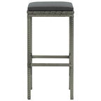 Vian Outdoor Barstool Set of 2, Gray Poly Rattan and Polyester Seats