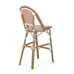 46 Inch Outdoor Barstool Chair Set of 2, Red White Brown Woven Wicker