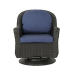 Kaia Outdoor Swivel Accent Chair Set of 2, Rattan Wicker Weave, Blue