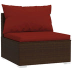 Joez 4pc Outdoor Modular Lounge Sofa Set, Coffee Table, Rattan, Red