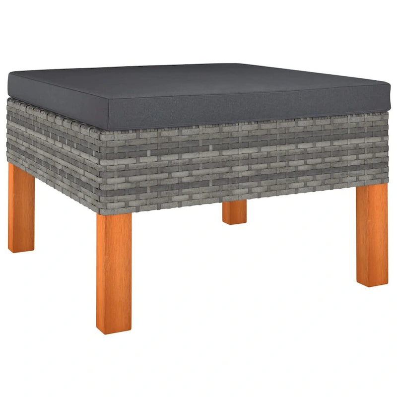 Feno 4pc Outdoor Modular Lounge Sofa Set, 2 Ottomans, Dark Gray Rattan