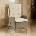 Ankia 25 Inch Outdoor Manual Reclining Chair, Set of 2, Brown Wicker, Beige