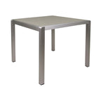 Kimi Outdoor Dining Table, Dark Gray Glass Top, Metal Frame, Square 35 Inch