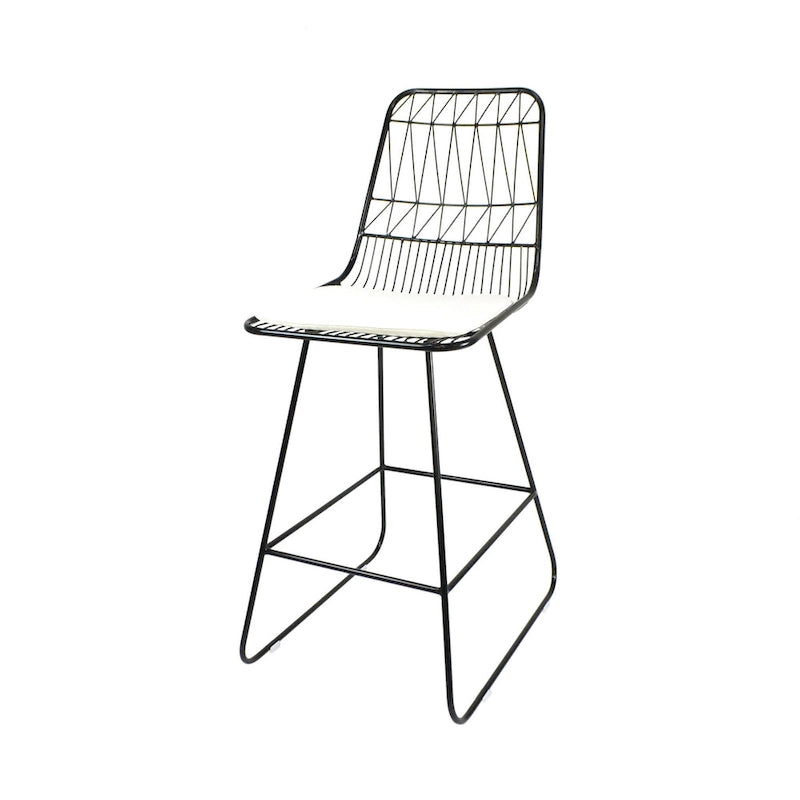 Outdoor Counter Stool Chair Set of 2, Black Iron Frame Construction