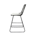 Outdoor Counter Stool Chair Set of 2, Black Iron Frame Construction
