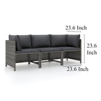 Ley 3pc Outdoor Modular Sofa Set, Dark Gray Polyester, Poly Rattan